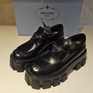 Prada Women's Black Platform Loafers